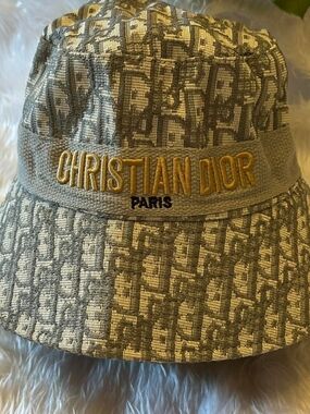 Gray & Beige Monogram Bucket Hat